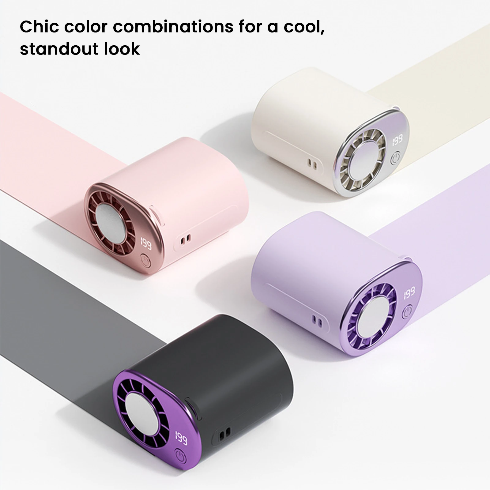 Umbrella Led Clip - Ventilatore da Collo con Display LED,