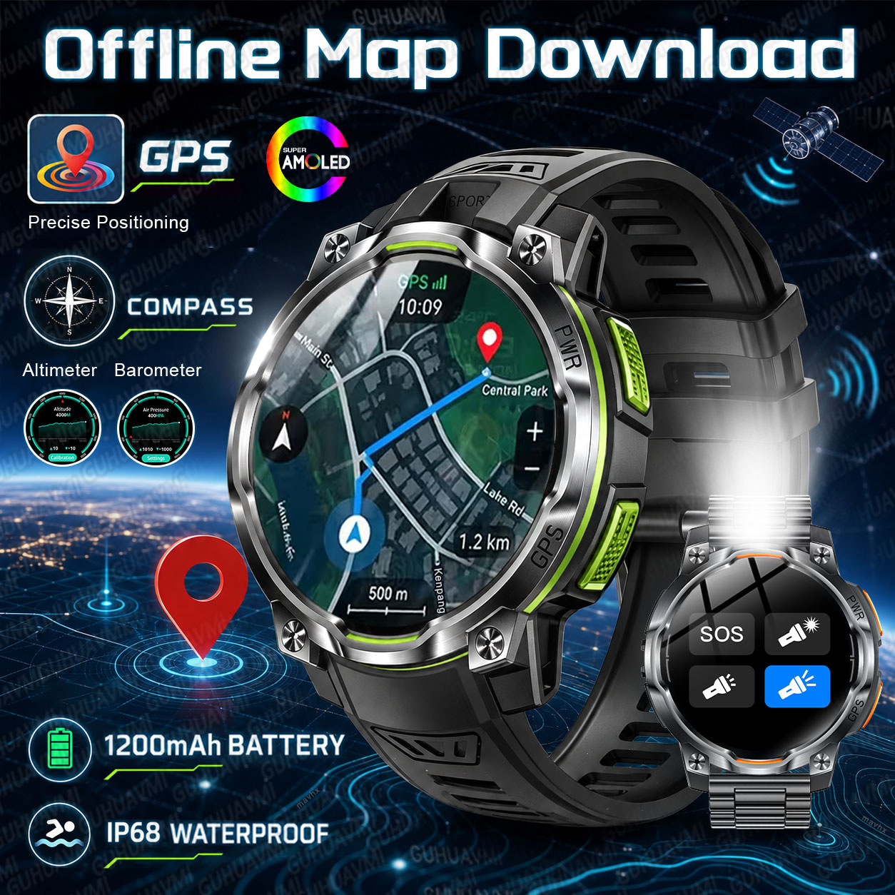 Wired Pathway Light - Smartwatch GPS Militare 2026, Batteria da
