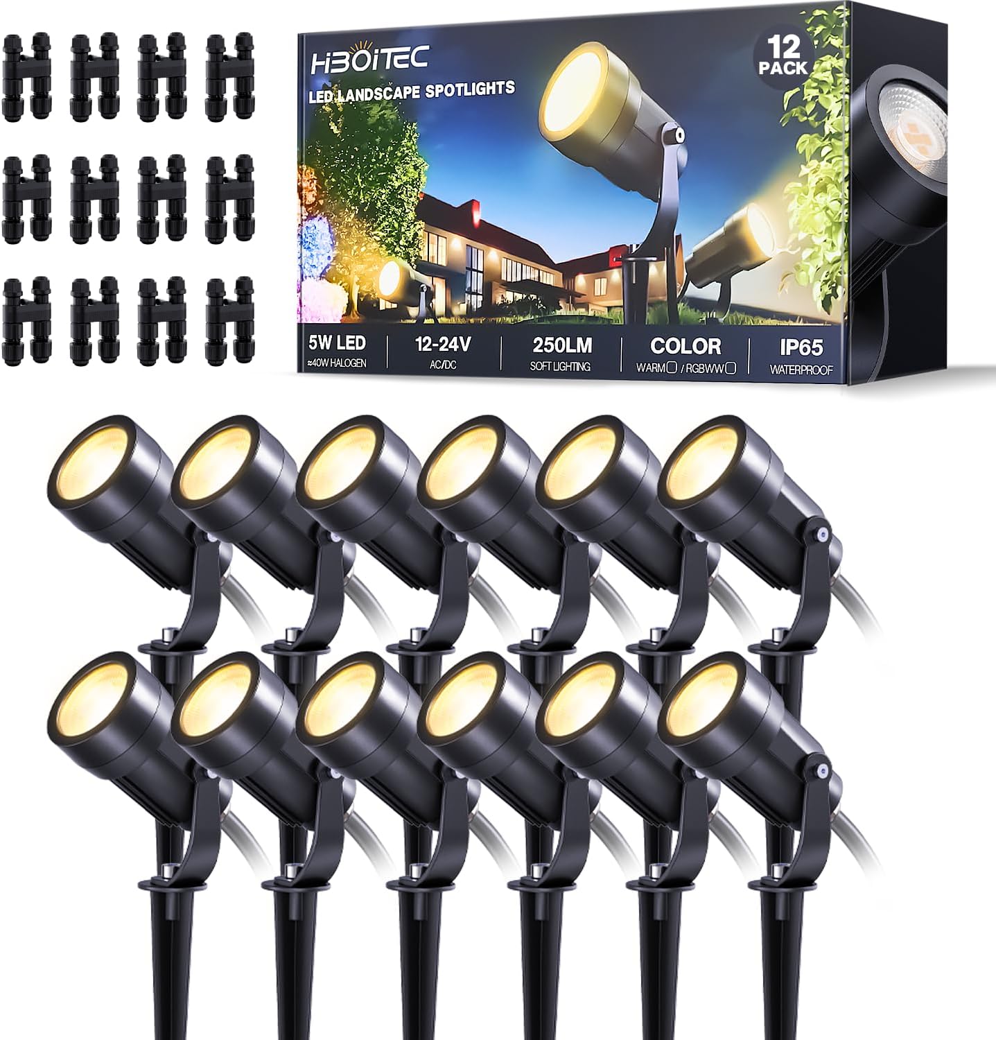 Outdoor Lighting Low Voltage - Confezione da 12 Faretti LED a