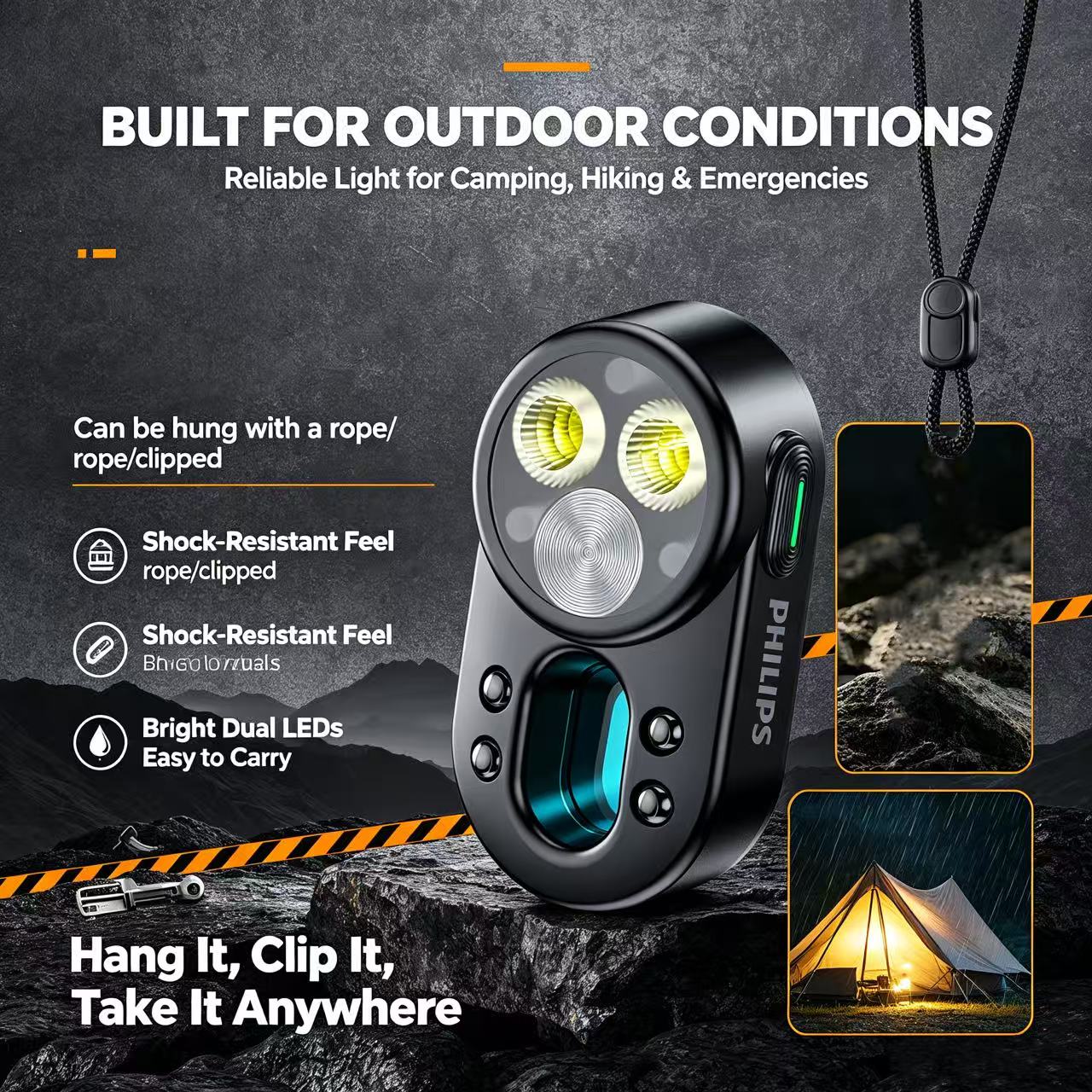 Outdoor Lighting Philips - Torcia portatile a LED ricaricabile PHILIPS,
